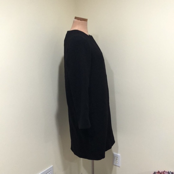 J Crew Double Cloth Collarless Pea Coat Size 8 Black Wool Blend - Picture 5 of 14